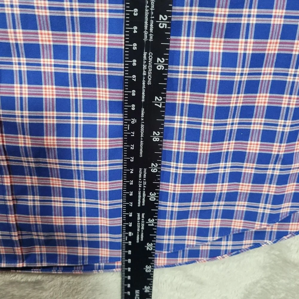 Brooks Brothers Dress Shirt Mens XL Blue Plaid Non Iron Stretch Button Down